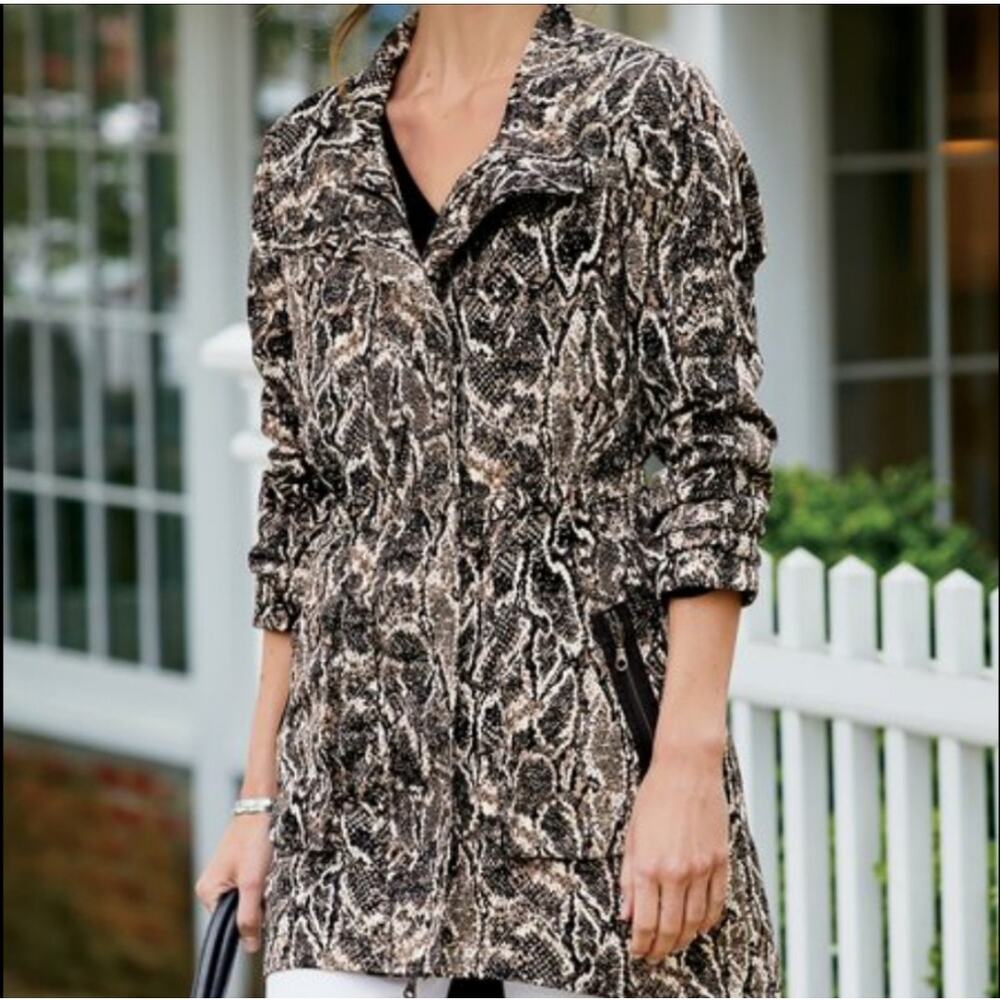 Soft Surroundings Black Python Viper Jacket Small… - image 1